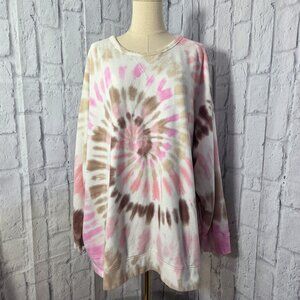 Lands' End (No Size) Pink Brown Tie Dye Swirl Crewneck Longsleeve Sweatshirt